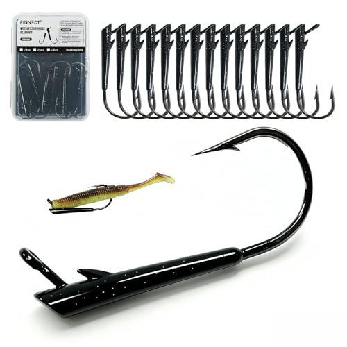15-Pack Ozark Rig Weedless Jig Heads, 3/0 5/0 Texas Rig Hooks, Saltwater & Freshwater Fishing Hooks, 1/8oz, 1/4oz, 3/8oz Options - size: 3/8oz-15Pack