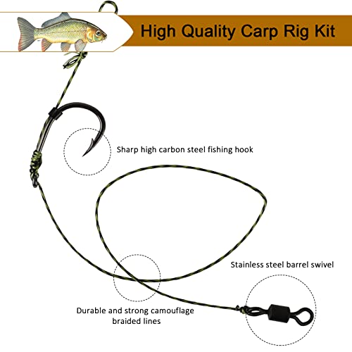 Dovesun Carp Fishing Hair Rigs Carp Fishing Equipment with Baits Hooks Accessories 41PCS/151PCS - color: Size#8-41PCS