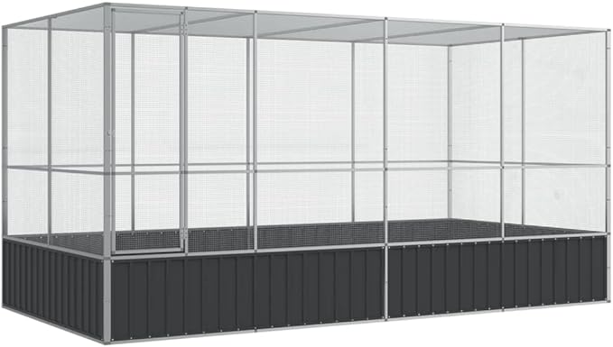 Steel Aviary with Extension, Large Bird Cage with Lockable Door, Aviary Spacious and Versatile Cage Ideal for Parakeets, Parrots, Lovebirds, Cockatiels, Pigeons, 164.6"x81.5"x83.5",-281