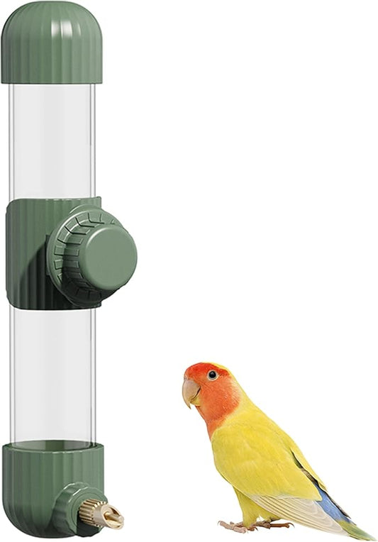 9.4 Fl Oz Bird Water Feeder No Mess Bird Cage Suspended Automatic Water Dispenser Parakeet Cockatiel Finch Lovebirds Budgies Canary (Green, 9.4 fl oz (280ml))
