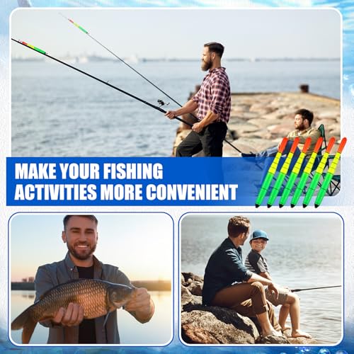 Arrowbash 6 Pcs Fishing Bobbers Floats Weighted Catfish Pole Floats High Visibility Wood Pole Fishing Float for Catfish Pike 7in, 12in - size: 7 Inch