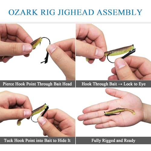 15-Pack Ozark Rig Weedless Jig Heads, 3/0 5/0 Texas Rig Hooks, Saltwater & Freshwater Fishing Hooks, 1/8oz, 1/4oz, 3/8oz Options - size: 3/8oz-15Pack
