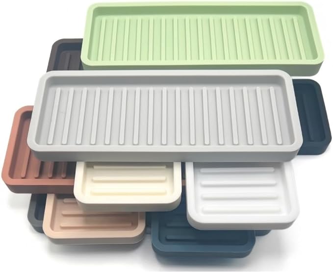 Silicone Kitchen Sink Organizer Tray, Sponge Holder and Countertop Protector | Bathroom and Kitchen Soap Dish and Dispenser Tray (Light Grey, 12"x4")