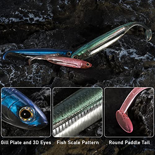 Dr.Fish Paddle Tail Swimbaits, Soft Fishing Lures for Bass Fishing 2.75-4.75 Inches, Freshwater & Saltwater Soft Plastic Baits Swim Shad Bait Minnow Lures Drop Shot - color: Chartreuse, size: 3.06"-6 Pack