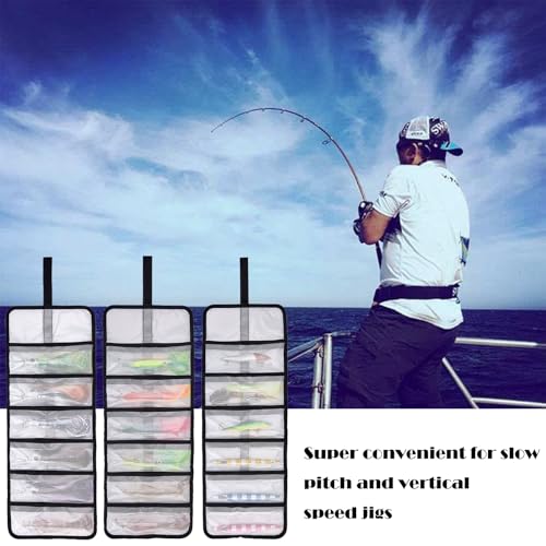 Roll Up Fishing Lure Wraps Set-Durable Lure Bag 6 Pocket PVC Protective Cover Saltwater Hook Covers Fabric Lure Protector Trolling Lure Tackle Box - color: Clear 2-pack, size: 25" X 9"