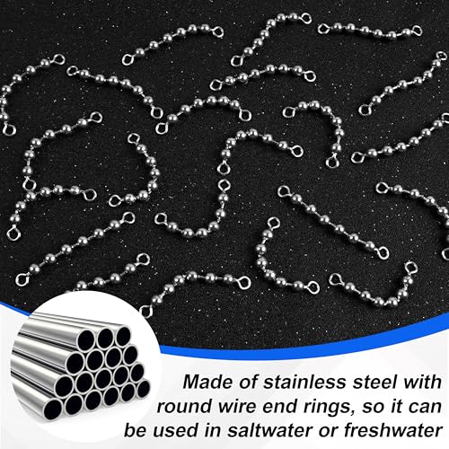 OROOTL Fishing Bead Chain Swivels, 20/40pcs Fishing Swivels Stainless Steel High Speed Trolling Swivels Catfish Swivel Fishing Balls Chain Swivels Fishing Tackle for Freshwater Saltwater - style: 1/8"(3.2mm)-40pcs