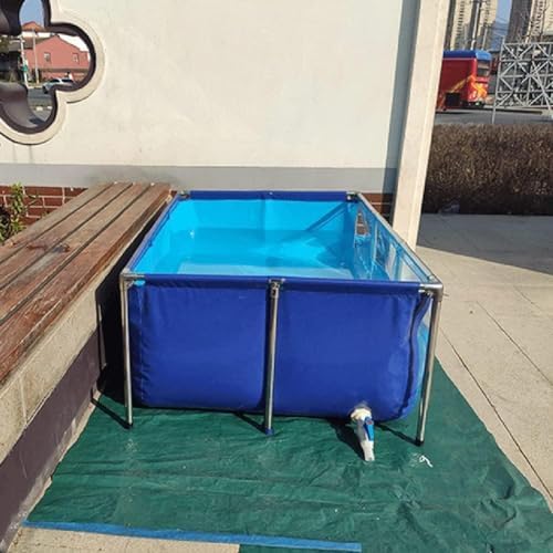 Flexible PVC Fish Breeding Tank with Steel Frame, Aquatic Pets Pool, Easy Assembly, Clear Viewing Window, 50x40x30cm, Ideal for Backyard Ponds and Aquaculture