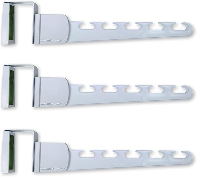 Wonder Hanger Over The Door 3-Pack Organizer for Clothes Hangers, Space-Saving Cascading Hanger Hooks, White