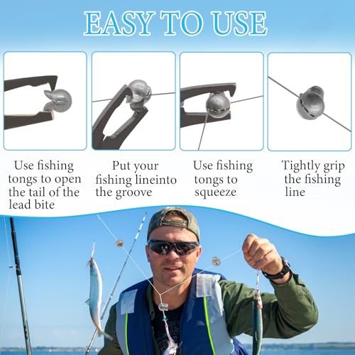 100Pcs Split Shot Fishing Weights Sinkers Open Mouth Design Weight | Large Capacity Removable Lead Assortment Clip On Fishing Accessories for Freshwater Saltwater - style: 3/16oz