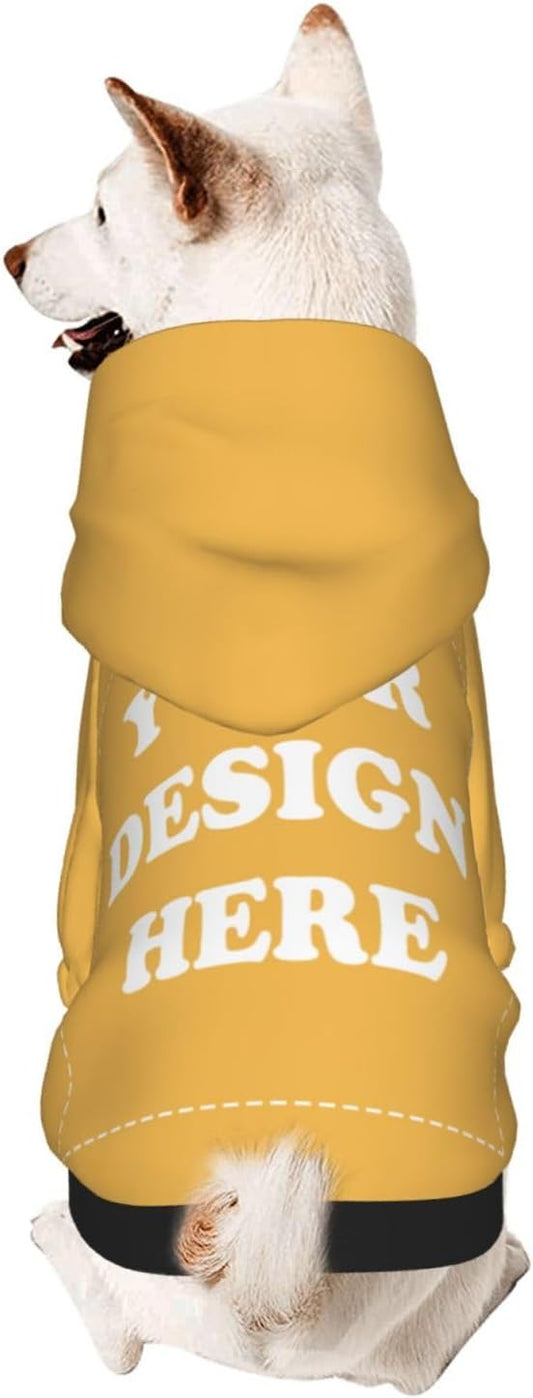 Dog Costume, Custom Dog Hoodie, Dog Name Costume Holiday Pet Pajamas Outfit, Personalized Pet Coat Costumes for Small Medium Large Dogs and Cats for Winter, Gold, XS