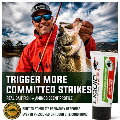 Liquid Mayhem Pike & Musky Fish Attractant Gel 60 ml / 2 oz · 60 Uses – Real Pike & Musky Bait & Aminos | UV-Enhanced Long-Lasting Gel – All Lure Types - size: 3-Pack