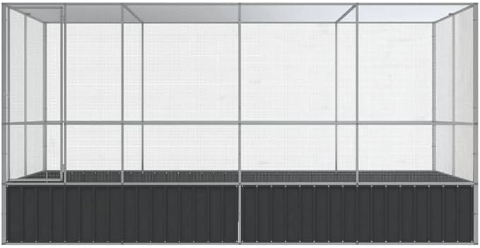 Large Bird Aviary with Extension, Outdoor Galvanized Steel Bird Cage, Galvanized Steel Outdoor Bird Aviary, Mesh Fence Bird House for Small Animals, 164.6"x81.5"x83.5"
