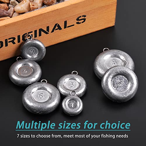 Disc Sinkers Fishing Weights Coin Weight Saltwater Fishing Weight sSinker Surf Fishing Inline Trolling Bottom Drifting Catfish Weight Sinker Fishing Tackle Gear 1oz 2oz 3oz 4oz 5oz 6oz 8oz - style: 6oz - 5pcs