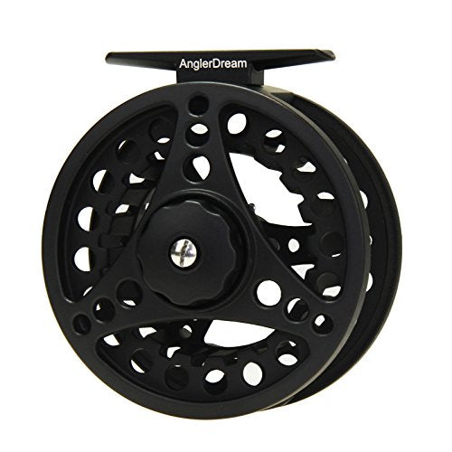 (1/2WT 3/4WT 5/6WT 7/8WT) Fly Reel with Line Combo Aluminum Alloy Large Arbor Fly Fishing Reels Weight Forward Fly Line with Braided Backing Taper Leader Pre-Tied - color: Black Fly Reel(Without Line), size: 7/8 WT Reel