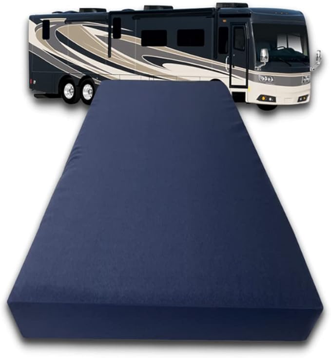 FoamRush 6-Inch Bunk (30" x 72") High Density Foam RV Mattress Replacement with Canvas Navy Cover, Medium Firm, Made in USA, Camper Trailer, Removable Water-Resistant Outdoor/Indoor Cover w Zip