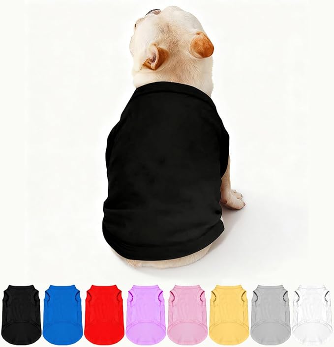 Black Dog Shirt Custom Pet T Shirts for Small Medium Large Dogs Customized Clothes with Image Logo Text Breathable Sleeveless Tank Top Personalized Outfits Puppy Apparel, L (Blank)