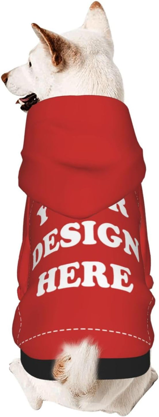Dog Costume, Custom Dog Hoodie, Dog Name Costume Holiday Pet Pajamas Outfit, Personalized Pet Coat Costumes for Small Medium Large Dogs and Cats for Winter, Red, L