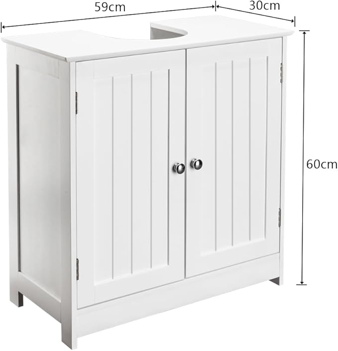 Pedestal Under Sink Storage Bathroom Vanity with 2 Doors Traditional Bathroom Cabinet Space Saver Organizer,White