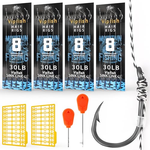 24 Pack Pre-Tied Carp Rigs with Sharp Hooks, Swivel & PE Line – Hook The Big One with Boilies, Pellets & Corn – The Ultimate Carp Fishing Equipment - color: #8-24PACK