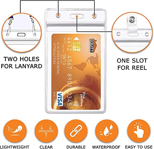 Thick ID Card Name Badge Holder Heavy Duty Waterproof Clear Plastic PVC Vertical Sleeve Pocket Resealable (Vertical, 20 Pcs) - color: Vertical, size: 20 Pcs