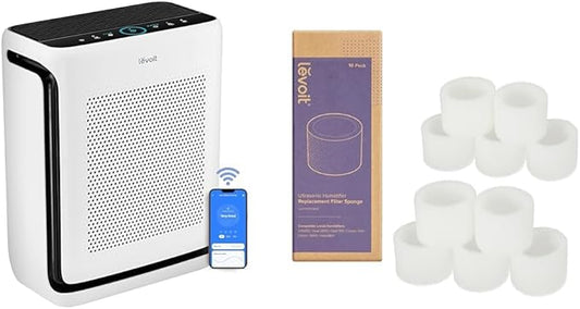 LEVOIT Air Purifier 1800 Ft2 with Washable Filters and Humidifier Replacement Filters 10 Count