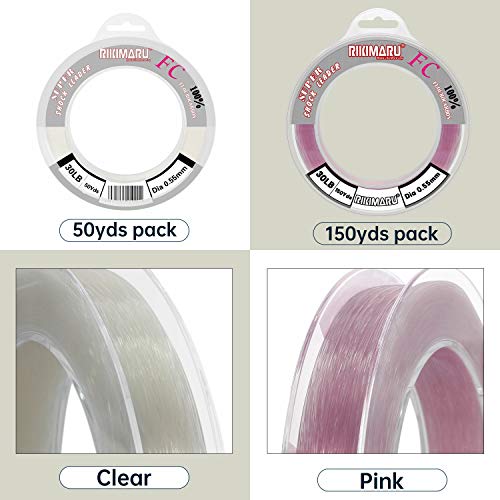 Rikimaru FC 100% Fluorocarbon Pure Shock Resistant, Sinks Faster Than Mono, Leader Material, 2LB-150LB - color: Clear, size: 150Yards-6LB