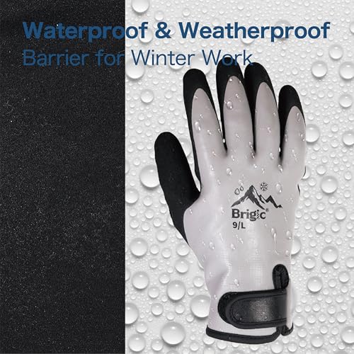 Waterproof Weatherproof Winter Work Gloves, Gray, Ideal for Gardening & Outdoor Tasks - size: Medium