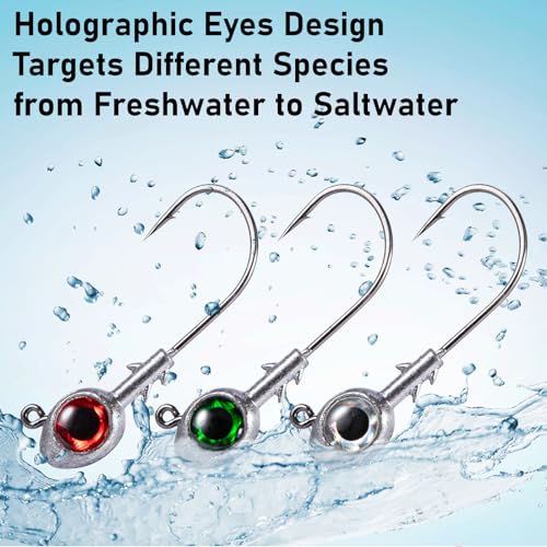 Dr.Fish 10 Pack Fishing Eyes Jigs 3D Eyes Trout Heads Bass Hook Saltwater Swimbait Jig Heads Freshwater Walleye Redfish Striper 1/2oz 3/8oz 1/4oz 3/16oz - color: White Eyes, size: 3/8oz-Hook #4/0
