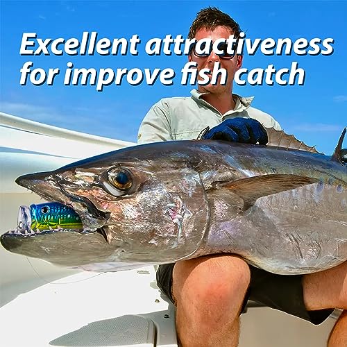 THKFISH Popper Lures Saltwater Tuna Popper Topwater Fishing Lures for Surf Fishing Bass with 3D Eyes for GT Tuna Large Fish 5.9in 1pc/3pcs - color: 1PC-BLUE