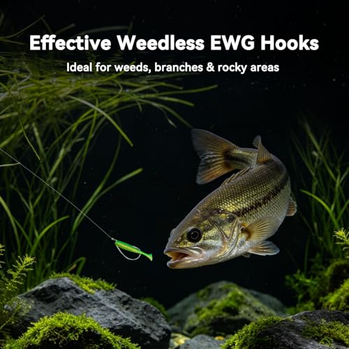 Ewg Hooks for Bass Fishing Hooks,Alloy High Carbon Steel Worm Hooks,Extra Wide Gap Offset Fish Hooks Texas Rig Fish Hooks for Bass Trout Freshwater Saltwater #6#4#2 1/0 2/0 4/0 5/0 - size: #6_10pcs