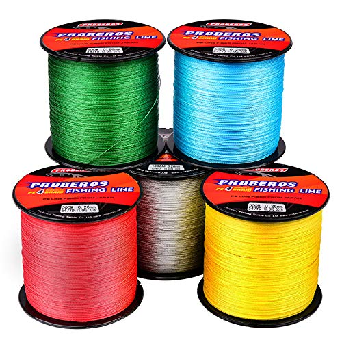 Braided Fishing Line 4 Strands Stronger Multifilament PE Braid Wire for Saltwater 6LB-100LB 110yards 328yards 547yards Super Strong Superline - color: Red, size: 547Yds/20LB