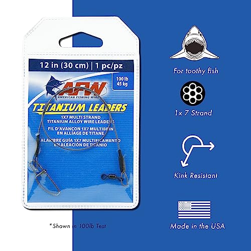 AFW Titanium Surfstrand, Bare 1x7 Fishing Leaders - style: 18 In, 50 Lb / .021 in