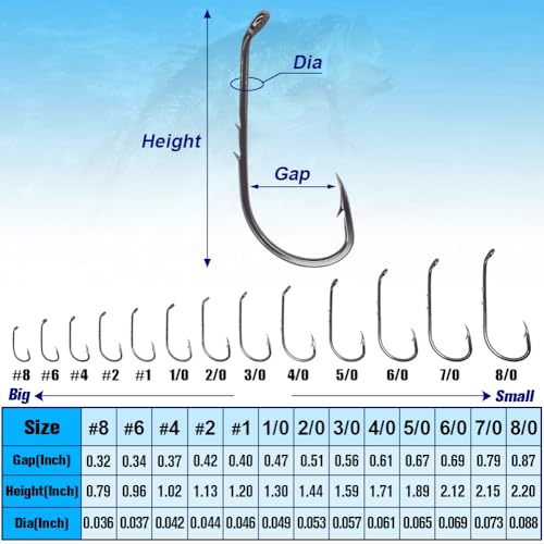 Baitholder Fishing Hooks 100 Pack - Double-Barbed Long Shank for Bluegill Bass Trout Walleye Black/Red, 8/0-#8 - color: 2-Black, size: 2/0 100-Pack