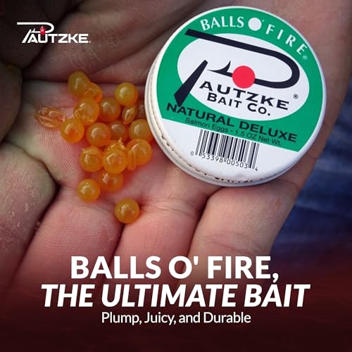 Pautzke Balls O' Fire Salmon Eggs Bait - Real Salmon Eggs for Trout Fishing, Soft Fish Eggs for Salmon Fishing, Can Be Used as Single Egg Salmon Bait or Salmon Egg Sacks - color: Tyee
