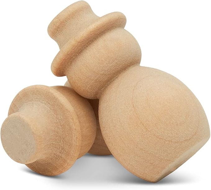 Snowman Peg Dolls 1 13/32 inch, Pack of 50 Wooden Peg Dolls for Christmas Crafts, Nativity Scenes, Holiday Decorations, by Woodpeckers