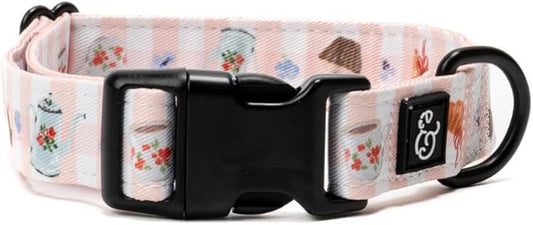 Lucy & Co. Sipping Slowly Dog Collar, Adjustable Durable Dog Collar with Cute Print, Medium