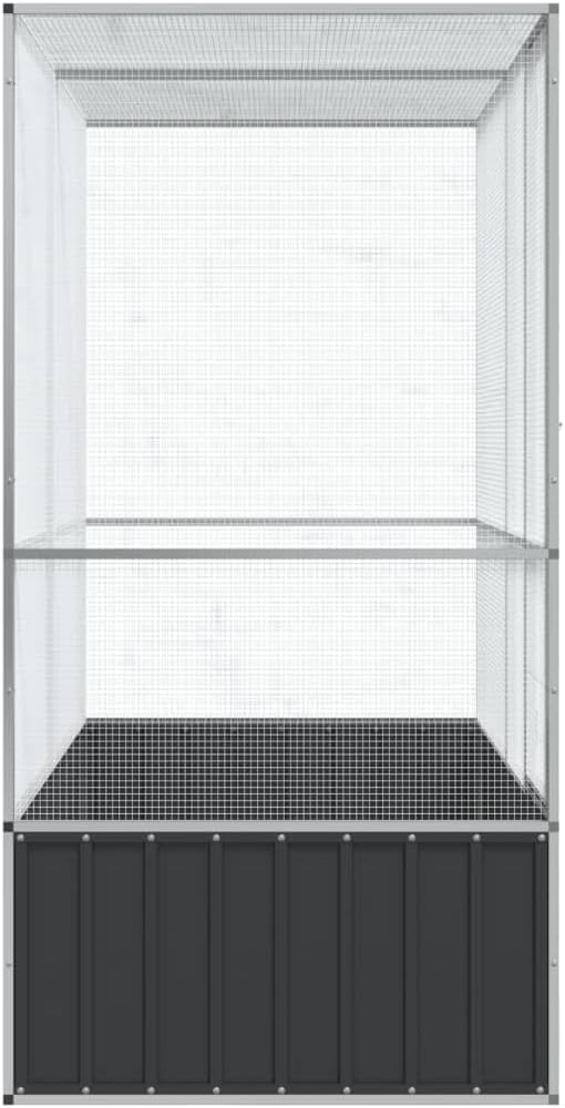 Steel Aviary Silver, Steel Bird Cage, Outdoor Aviary Parrot Cage Wide Flight Metal Birdcage, 82.9"x42.1"x83.5"