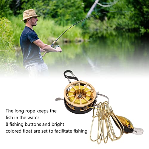 Dilwe Live Fish Lock, Live Fish Lock Golden Stainless Steel Lock Buckle Telescopic Portable Fishing Chain Stringer for Boat Fishing