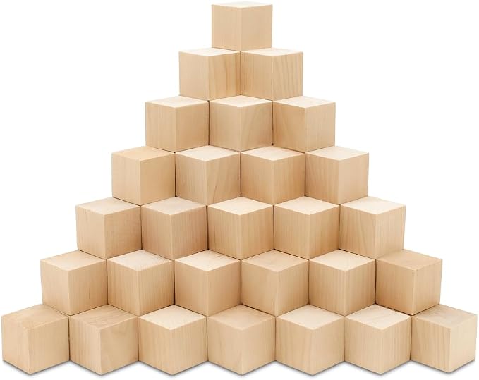 DIY Wood Cubes 1-3/4-inch, Pack of 50 Small Wooden Blocks, Wood Blocks for Crafts, STEM and Blank Wooden Dice, by Woodpeckers