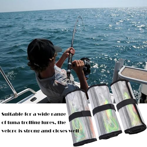 Roll Up Fishing Lure Wraps Set-Durable Lure Bag 6 Pocket PVC Protective Cover Saltwater Hook Covers Fabric Lure Protector Trolling Lure Tackle Box - color: Clear 2-pack, size: 25" X 9"
