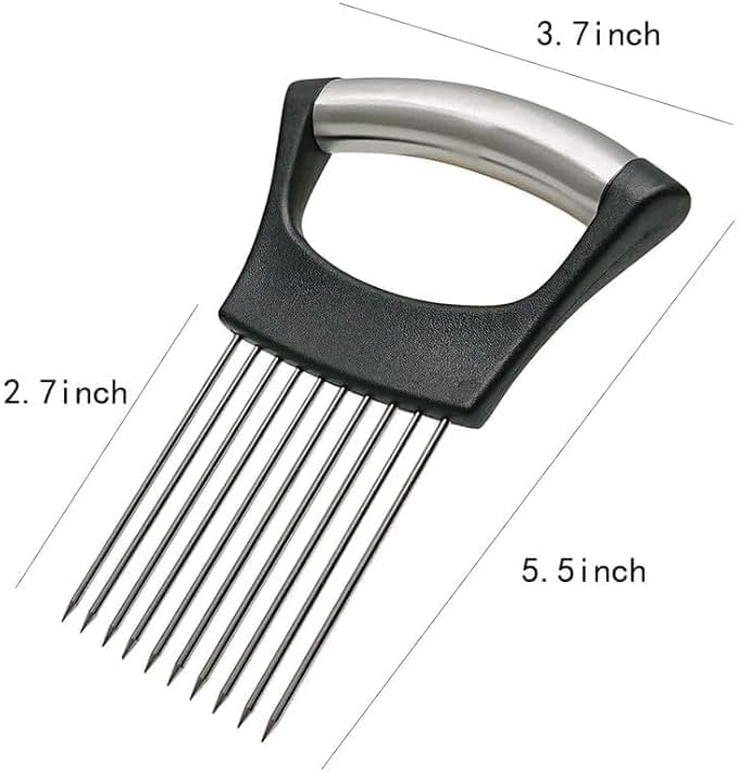 Stainless Steel Onion Slice Holder, 2025 Upgraded Vegetable Slicer Cutter, Multifunctional Lemon Tomato Potato Meat Chopper Slicing Assistant Kitchen Tool (2)