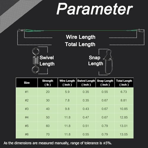 QISHUO Fishing Line Wire Leaders Lures High Strength Fishing Wire Leader Steel Rig Fishing Leaders Stainless Black Nickel - size: Size #1 (5.9in-20lb) 50pcs