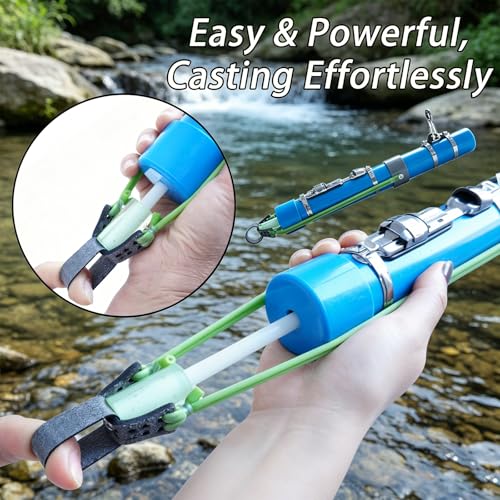 Upgraded Portable Fishing Catapult Rod with Reel, Durable & Lightweight Telescopic Lure & Bait Launcher for Saltwater & Freshwater, - size: XKTSYG-JSYL