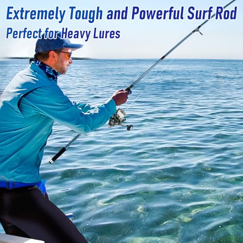 Dr.Fish Spinning Fishing Rod for Surf Fishing, Hard Power, Extra Fast, 3 Section Carbon Fiber Stainless Steel Guide EVA Grip Surf Casting Saltwater Fishing Pole Beach Trolling - size: 11.8FT-3 Sections