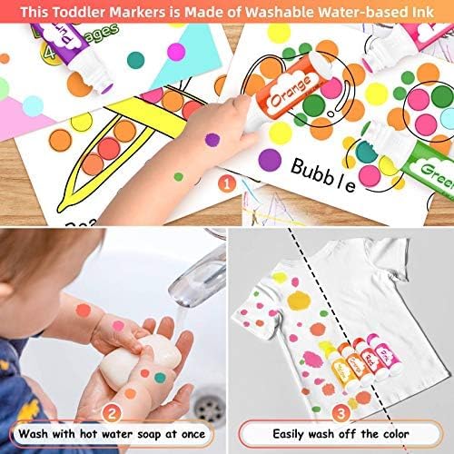 Soucolor 16-Pack Washable Dot Markers for Kids & Toddlers,8 Vibrant Colors | Bingo Daubers,Preschool Arts & Crafts, Classroom Supplies, Paint Dabbers for Creative Fun,Painting Supplies Drawing Non-Toxic