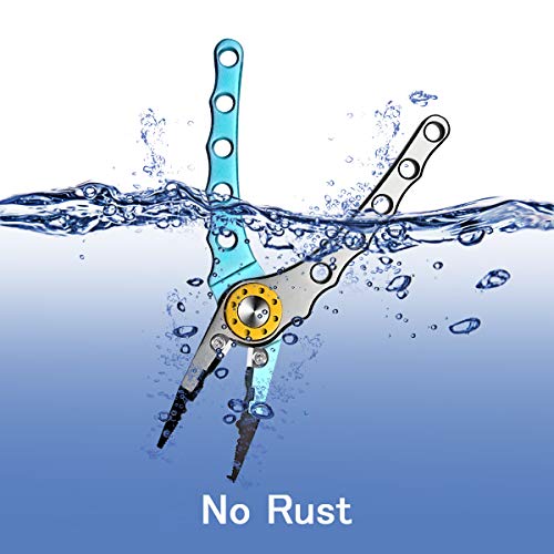 SANLIKE Aluminum Fishing Pliers Hook Remover Tungsten Carbide Braid Cutters | Tungsten Carbide Cutters Saltwater Resistant with Coiled Lanyard & Sheath - color: Light Blue