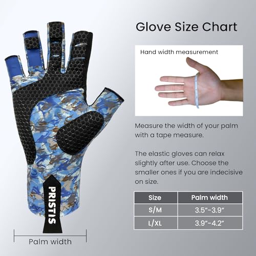 Pristis Half-Finger Fishing Gloves, UPF 50+ Breathable Quick Drying Fingerless Sun Gloves for Women Men, Fly Fishing Hunting Paddling Sailing Kayaking Hiking Canoeing Cycling - color: Snow CAMO, size: L - XL