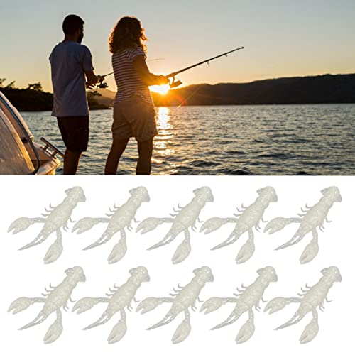10PC Soft Fishing Lure Crawdad Bait Creature Baits Fishing Lure Set Bass Fishing Lures Soft Plastic Fishing Lures PVC Shrimp Artificial Soft Lure Baits Crawfish Bait Shrimp - color: Luminous