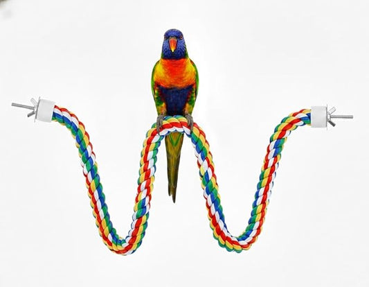 iplusmile Bird Perch 44 Inch Bird Rope Perches for Parrots, Cockatiels, Parakeets, Budgie Parakeet African Greys, Cockatiels, Conures, Budgie Cages Comfy Rope Toy, Colorful