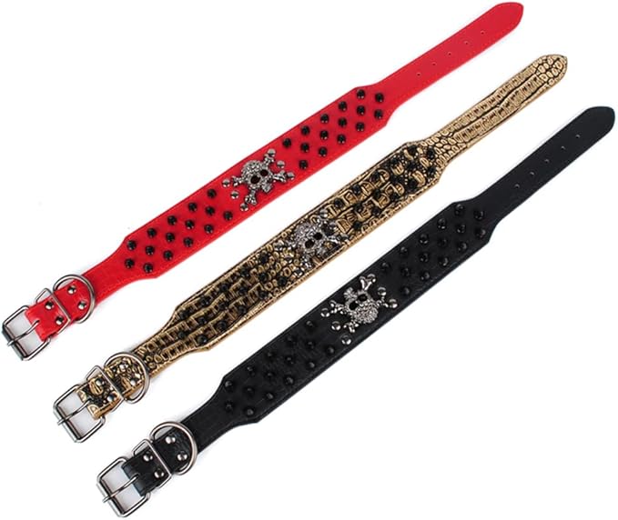 Serijoars Spiked Studded Dog Collar, PU Leather Dog Collar, Adjustable Pet Collars for Medium or Large Breed Pet (M, Leopard2)